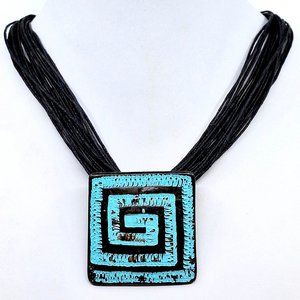 Handmade Oxidized Greek Key Necklace